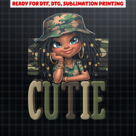Cutie Locd Girl With Camo Hat Locs Black Girl Junenth Shirt PNG, DTF, DTG, Sublimation Design