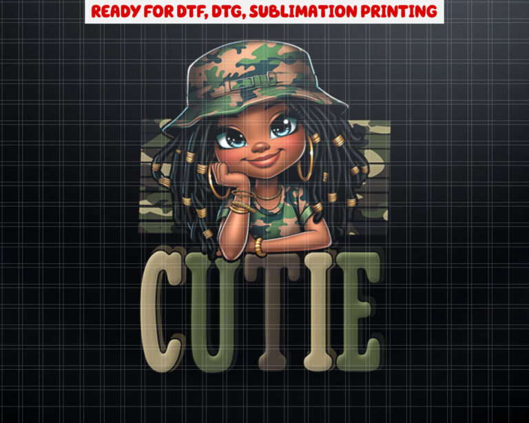 Cutie Locd Girl With Camo Hat Locs Black Girl Junenth Shirt PNG, DTF, DTG, Sublimation Design