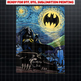 DC Comics Batman The Dark Knight Starry Night Style Poster Shirt PNG, DTF, DTG, Sublimation Design