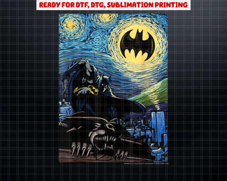 DC Comics Batman The Dark Knight Starry Night Style Poster Shirt PNG, DTF, DTG, Sublimation Design
