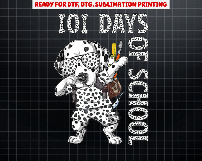 Dabbing 100 Days School Dalmatian Student or Teacher Boy Kid Shirt PNG, DTF, DTG, Sublimation Design