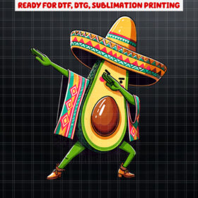 Dabbing Avocado Mexican Poncho Cinco de Mayo Shirt PNG, DTF, DTG, Sublimation Design