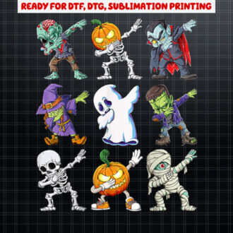 Dabbing Halloween Boys Skeleton Zombie Scary Pumpkin Mummy Shirt PNG, DTF, DTG, Sublimation Design