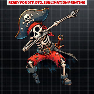 Dabbing Skeleton Pirate Kids Shirt PNG, DTF, DTG, Sublimation Design