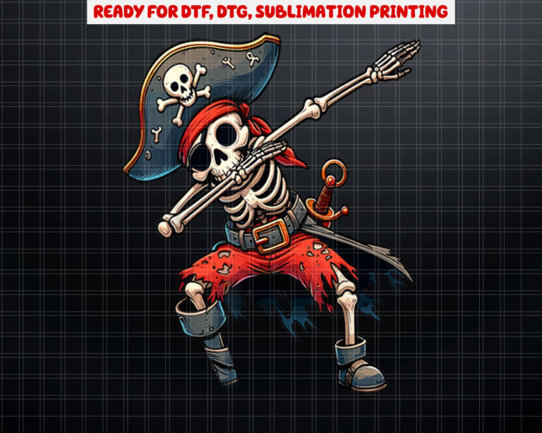 Dabbing Skeleton Pirate Kids Shirt PNG, DTF, DTG, Sublimation Design