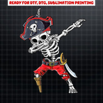Dabbing Skeleton Pirate T  Halloween Kids Jolly Roger Shirt PNG, DTF, DTG, Sublimation Design