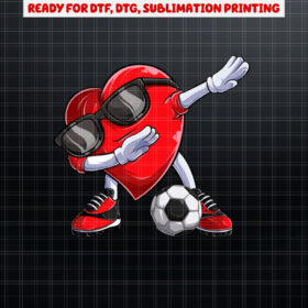Dabbing Soccer Ball Heart Valentines Day  Men Boys Kids  Shirt PNG, DTF, DTG, Sublimation Design