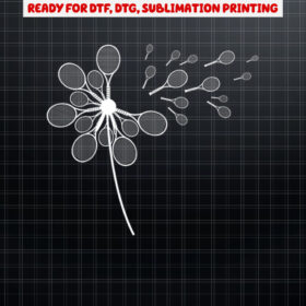 Dandelion Tennis Racket  for Tennis Player Shirt PNG, DTF, DTG, Sublimation Design