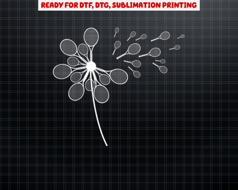 Dandelion Tennis Racket  for Tennis Player Shirt PNG, DTF, DTG, Sublimation Design