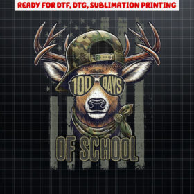 Deer Bucked 100 Days Of School s For Teacher Kids Boys Shirt PNG, DTF, DTG, Sublimation Design