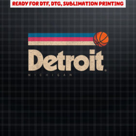 Detroit Basketball BBall City Michigan Retro Detroit Shirt PNG, DTF, DTG, Sublimation Design