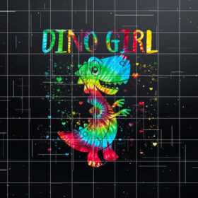 Dino Girl Dinosaur Lover Tie Dye Cute Trex Halloween Shirt PNG, DTF, DTG, Sublimation Design