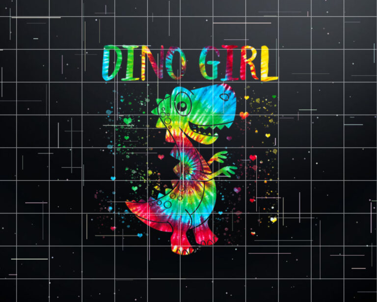 Dino Girl Dinosaur Lover Tie Dye Cute Trex Halloween Shirt PNG, DTF, DTG, Sublimation Design