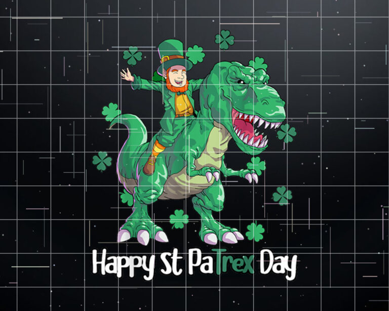 Dino St Patricks Day  Kids Toddler Boys Leprechaun Shirt PNG, DTF, DTG, Sublimation Design