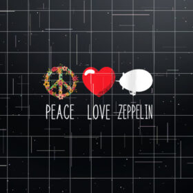 Dirigible Zepelin Love Peace Airship Blimp Zeppelin VNeck Shirt PNG, DTF, DTG, Sublimation Design