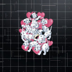 Disney 101 Dalmatians Valentines Day Puppies  Hearts Shirt PNG, DTF, DTG, Sublimation Design