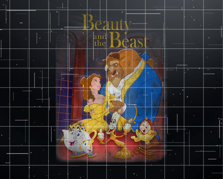 Disney Beauty And The Beast Distressed Vintage Group Shot Shirt PNG, DTF, DTG, Sublimation Design
