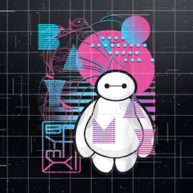 Disney Big Hero 6 Baymax Neon Blue Print Schematics Shirt PNG, DTF, DTG, Sublimation Design