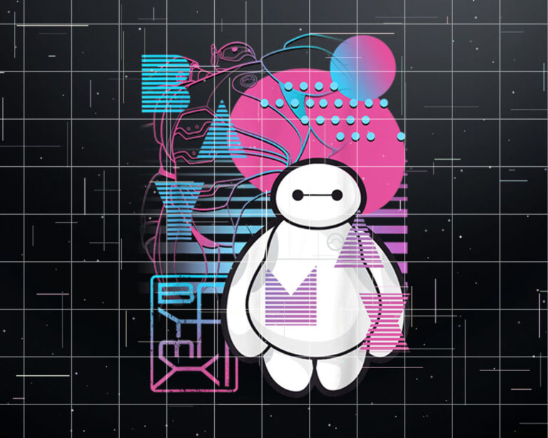 Disney Big Hero 6 Baymax Neon Blue Print Schematics Shirt PNG, DTF, DTG, Sublimation Design