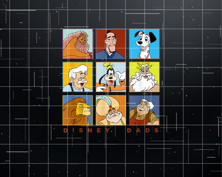 Disney Classic Fathers Day Disney Dads Colorful Panels Shirt PNG, DTF, DTG, Sublimation Design