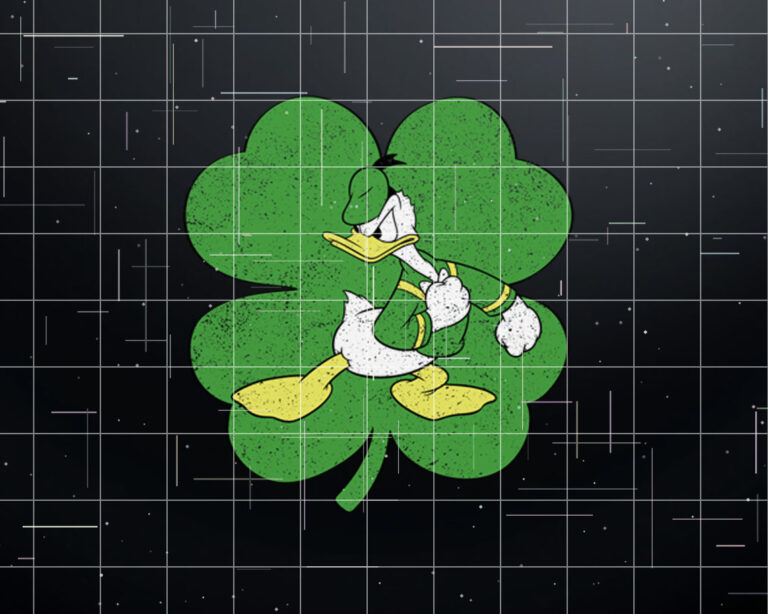 Disney Donald Duck 4Leaf Clover Retro St Patricks Day  Shirt PNG, DTF, DTG, Sublimation Design