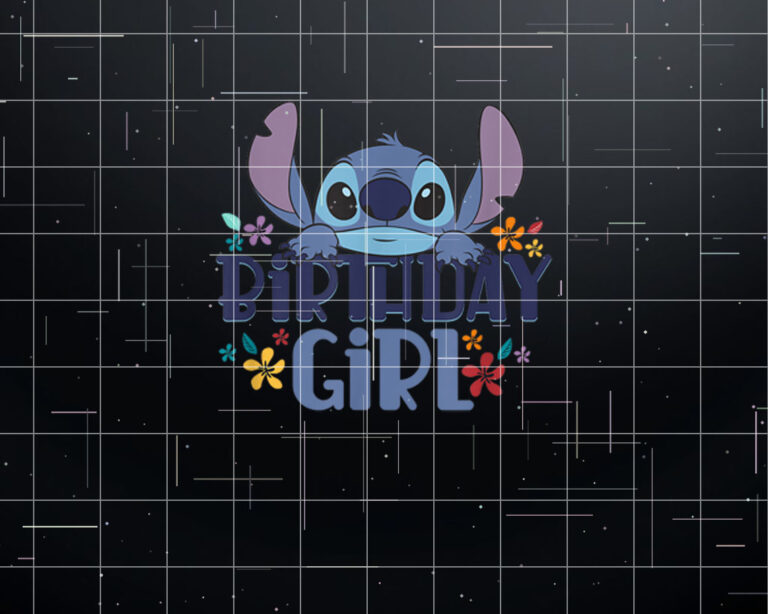 Disney Lilo  Stitch Birthday Girl Retro Floral  Shirt PNG, DTF, DTG, Sublimation Design