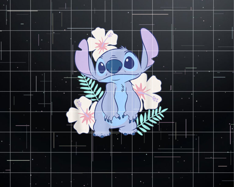 Disney Lilo  Stitch Cute Face Hawaiian Flowers Portrait Shirt PNG, DTF, DTG, Sublimation Design