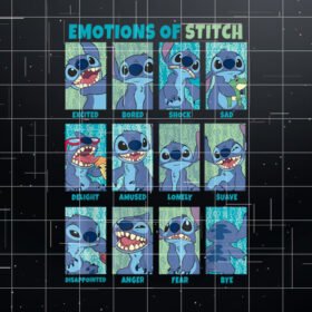 Disney Lilo  Stitch Emotions Of Stitch Box Up Panels Shirt PNG, DTF, DTG, Sublimation Design
