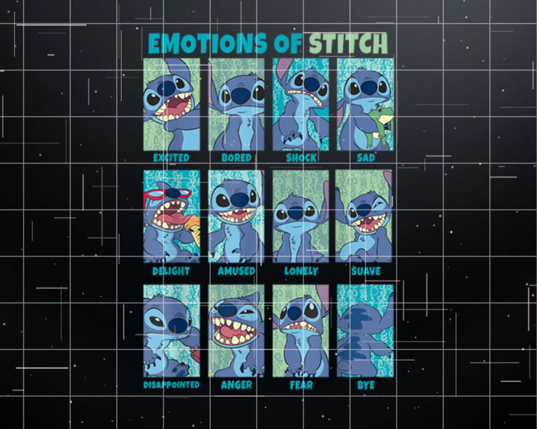 Disney Lilo  Stitch Emotions Of Stitch Box Up Panels Shirt PNG, DTF, DTG, Sublimation Design