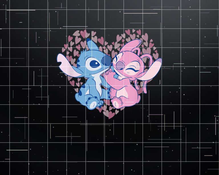Disney Lilo  Stitch Valentines Stitch  Angel Lovely Duo Shirt PNG, DTF, DTG, Sublimation Design