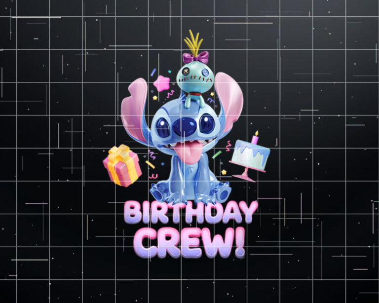 Disney Lilo  Stitch with Scrump Big Shiny Birthday Crew Shirt PNG, DTF, DTG, Sublimation Design