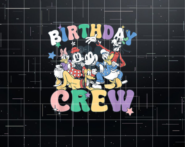 Disney Mickey And Friends Birthday Crew Vintage Group Shirt PNG, DTF, DTG, Sublimation Design
