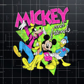 Disney Mickey And Friends Group Shot Neon Portrait Shirt PNG, DTF, DTG, Sublimation Design