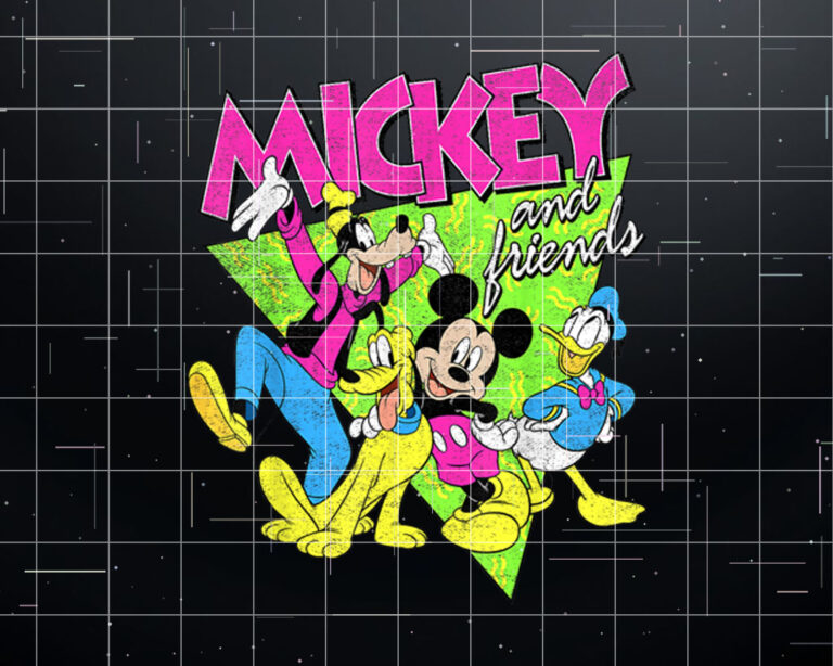 Disney Mickey And Friends Group Shot Neon Portrait Shirt PNG, DTF, DTG, Sublimation Design