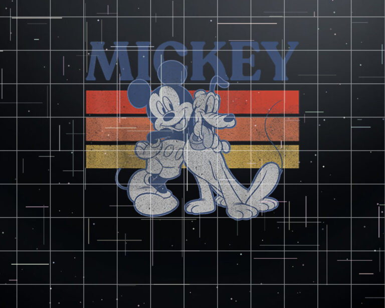 Disney Mickey And Friends Mickey And Pluto Retro Line Shirt PNG, DTF, DTG, Sublimation Design