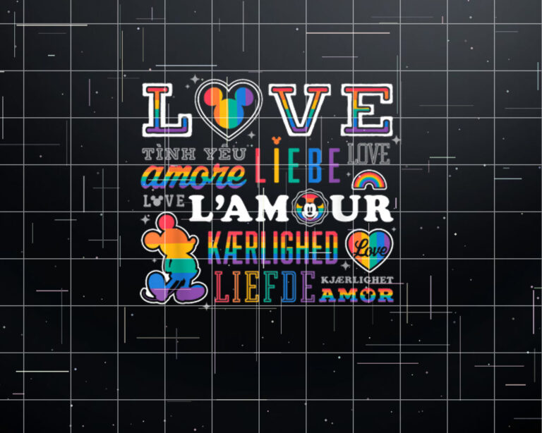 Disney Mickey And Friends Pride Love In Different Languages Shirt PNG, DTF, DTG, Sublimation Design