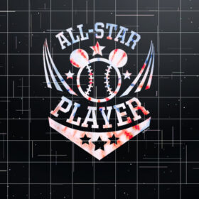 Disney Mickey Mouse Baseball AllStar Player Sports TieDye Shirt PNG, DTF, DTG, Sublimation Design