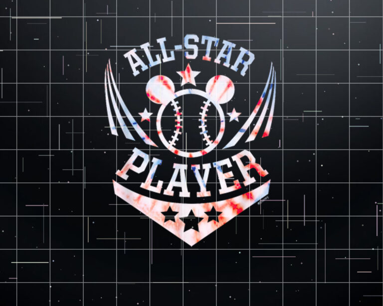 Disney Mickey Mouse Baseball AllStar Player Sports TieDye Shirt PNG, DTF, DTG, Sublimation Design