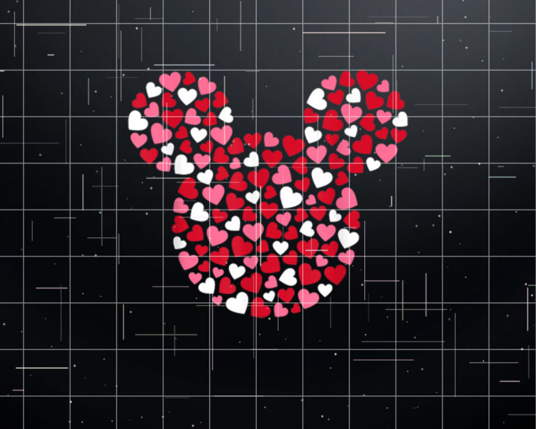 Disney Mickey Mouse Icon Pink Hearts Valentines Day Shirt PNG, DTF, DTG, Sublimation Design