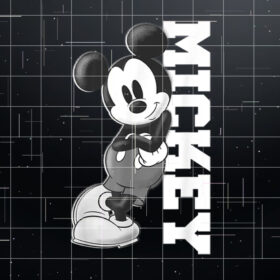 Disney Mickey Mouse Leaning on Name White Shirt PNG, DTF, DTG, Sublimation Design