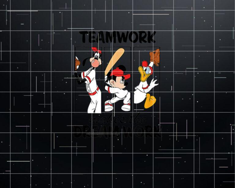 Disney  Mickey Team Work Makes The Dream Work Baseball Shirt PNG, DTF, DTG, Sublimation Design