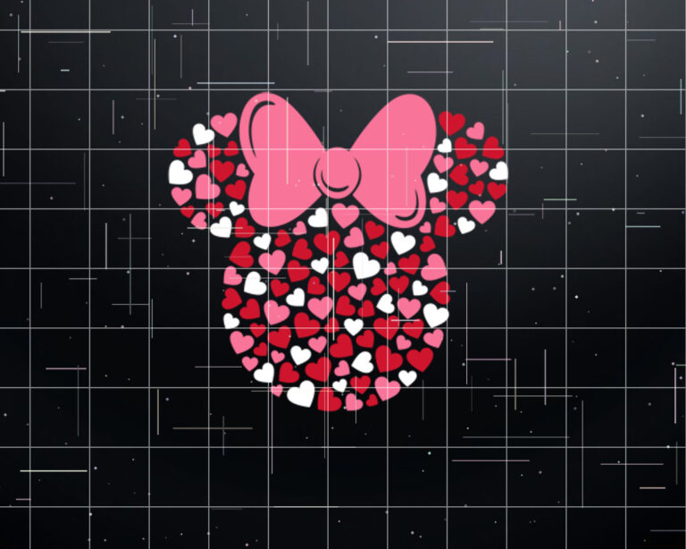 Disney Minnie Mouse Icon Pink Hearts Valentines Day   Shirt PNG, DTF, DTG, Sublimation Design