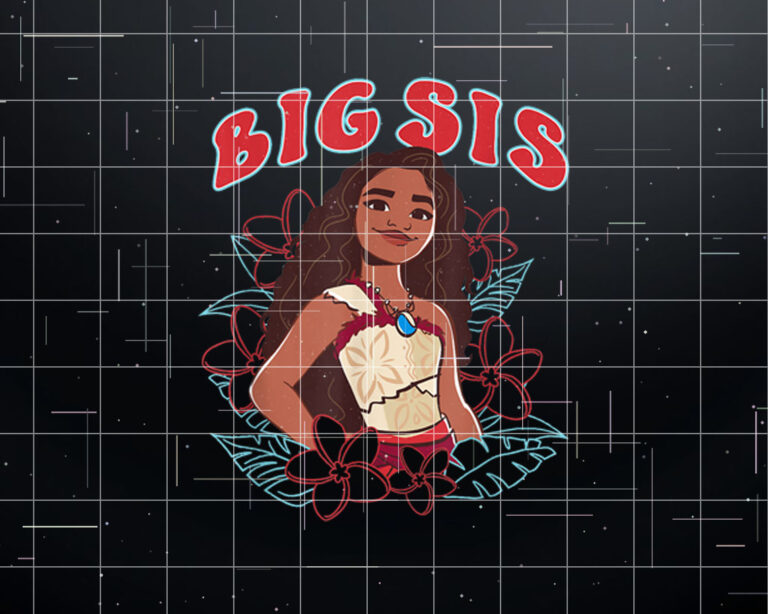 Disney Moana 2 Big Sis Oceania Floral Princess Shirt PNG, DTF, DTG, Sublimation Design