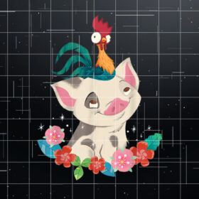 Disney Moana Hei Hei Rooster Pua Flowers Sketch Portrait Shirt PNG, DTF, DTG, Sublimation Design