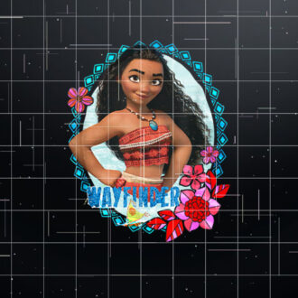 Disney Moana Wayfinder Brave Pose Tropical Flower Frame Logo Shirt PNG, DTF, DTG, Sublimation Design