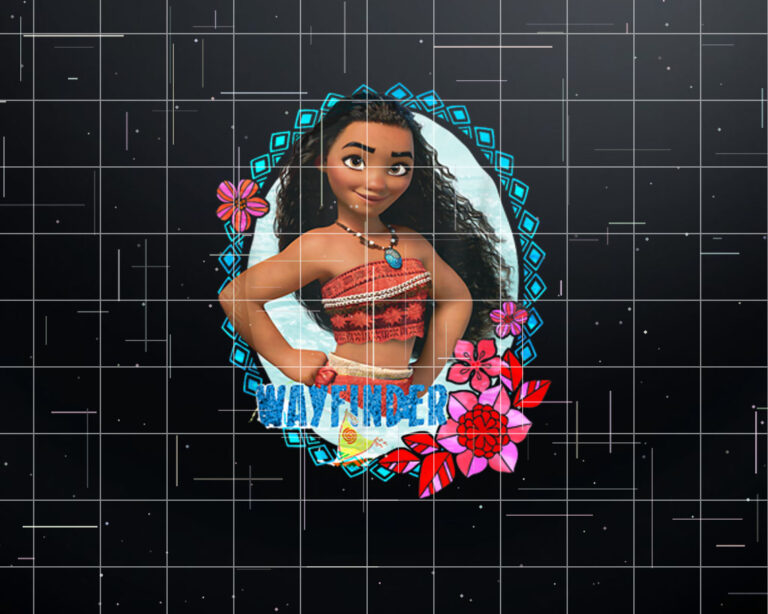 Disney Moana Wayfinder Brave Pose Tropical Flower Frame Logo Shirt PNG, DTF, DTG, Sublimation Design
