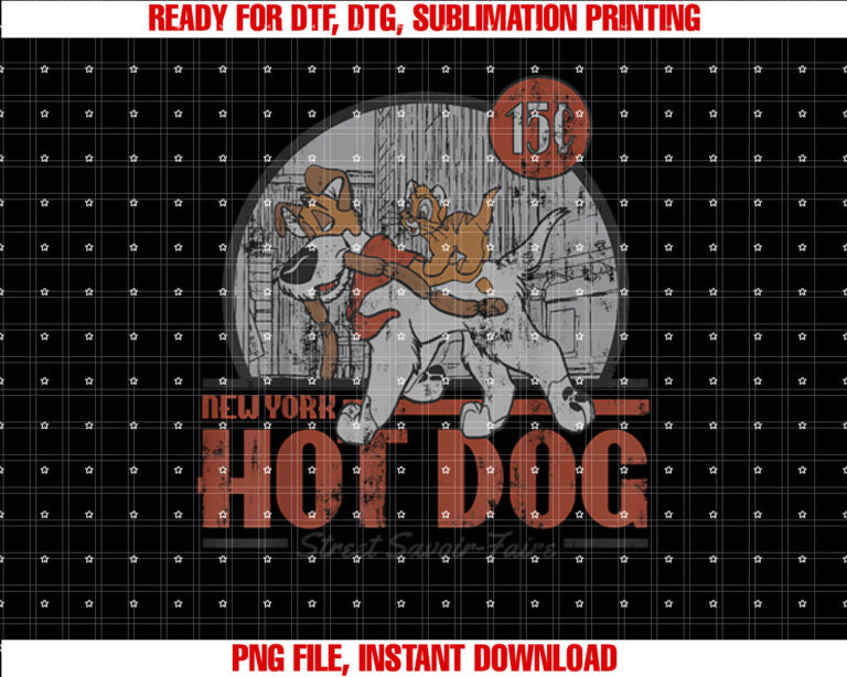Disney Oliver  Company New York Hot Dog Poster Shirt PNG, DTF, DTG, Sublimation Design