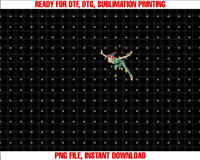 Disney Peter Pan Flying with Pixie Dust Shirt PNG, DTF, DTG, Sublimation Design