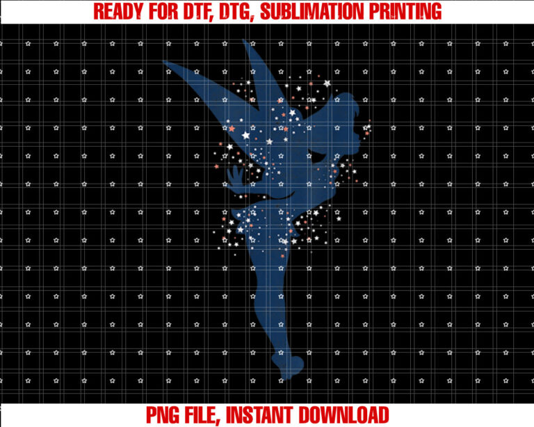 Disney Peter Pan Tinkerbell Americana Shadow Graphic Shirt PNG, DTF, DTG, Sublimation Design