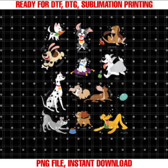 Disney Pets Movie Dogs Group Jumble Shirt PNG, DTF, DTG, Sublimation Design